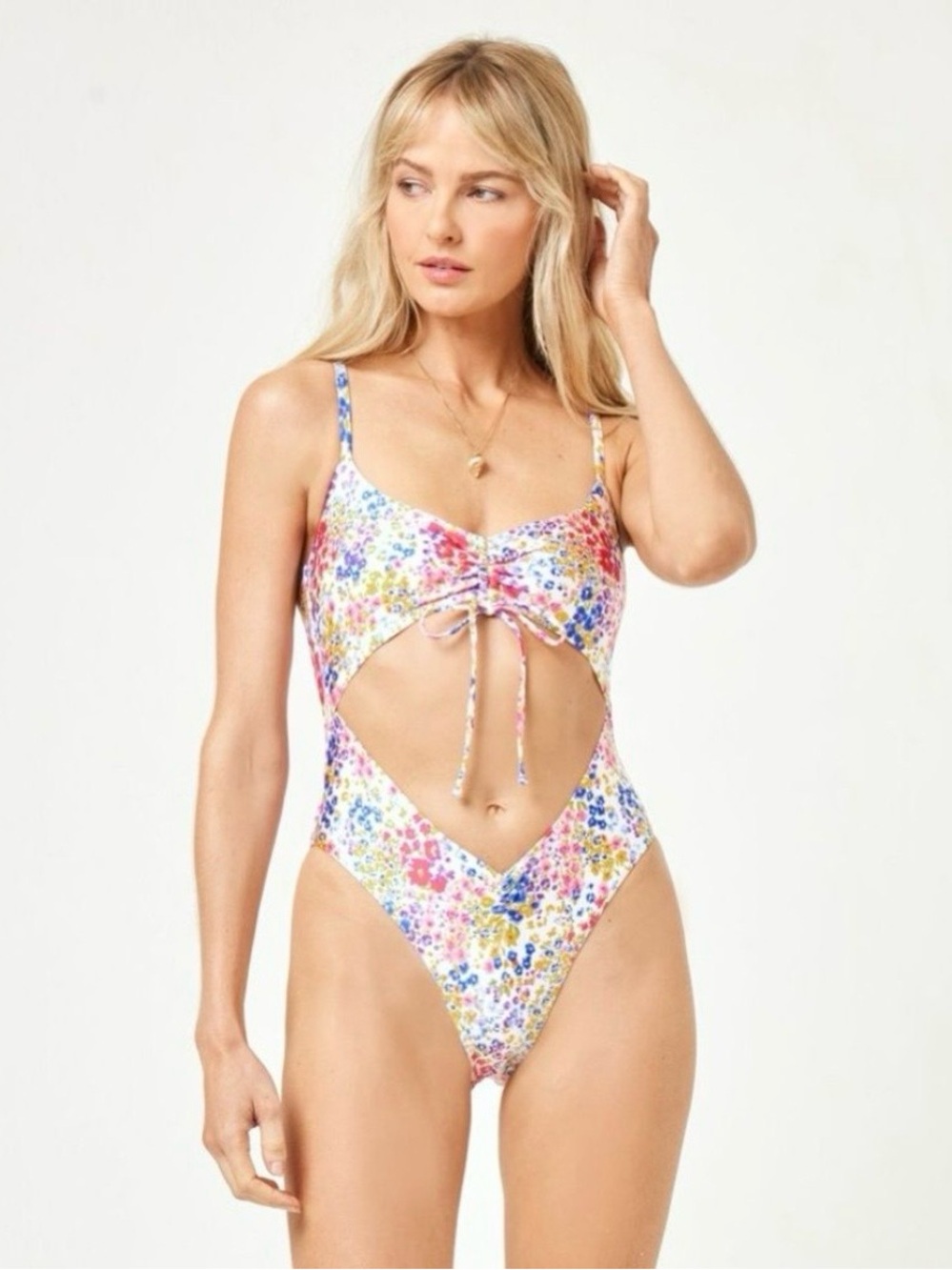 LSPACE x JVS Printed Solana One Piece - Between Blooms Bikini Small